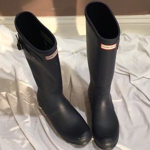 Tall Hunter rain boots.